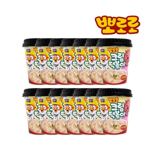 뽀로로 뽀로로떡볶이 컵떡크림 115g 14개 무꼬뭐꼬 매점학교궁물떡볶이 떡볶이, 14개입