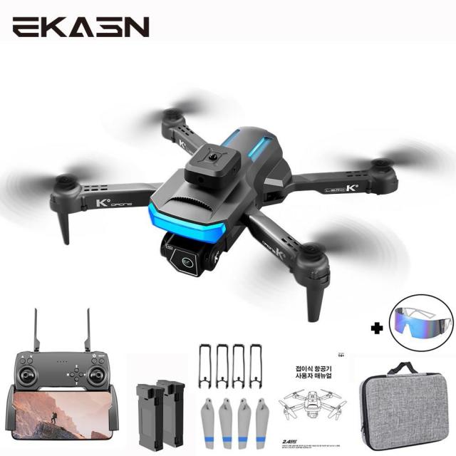 EKASN 4K 듀얼 카메라 GPS 접이식 입문용 드론, 20분 비행시간 가능+한글영어 설명서,KXT5 블랙