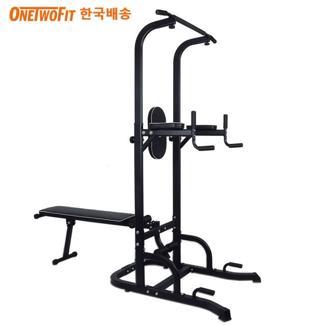 OneTwoFit 치닝디핑 싯업벤치 전신운동기구 철봉 턱걸이기구 벤치프레스 홈트, 블랙