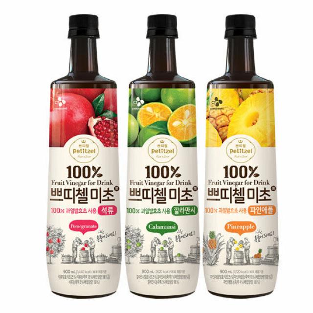 CJ 쁘띠첼 미초 깔라만시 석류 파인애플 각1병 900ml 총3병