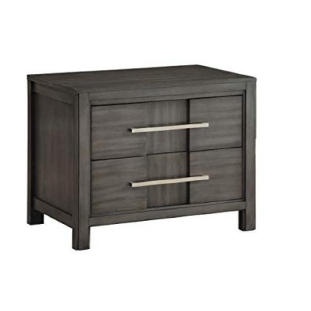 Benjara Gray Transitional Solid Wood Night Stand With Two Drawers Benjara 2 개의 서랍을 가진 회색 과도적인 단단한, 1