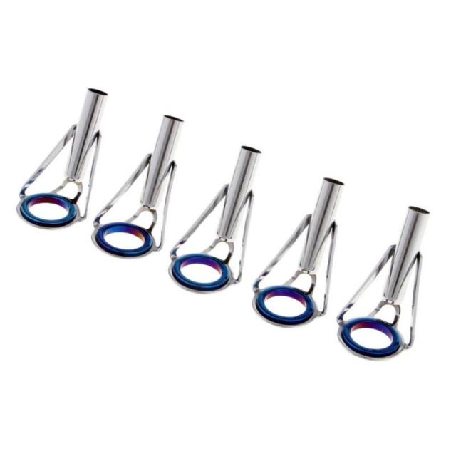 5pcs 낚싯대 팁 탑스 수리 키트 스피닝 캐스팅 diy로드 빌딩 가이드 팩, 실버 블루, 크기 9, 스테인레스 스틸