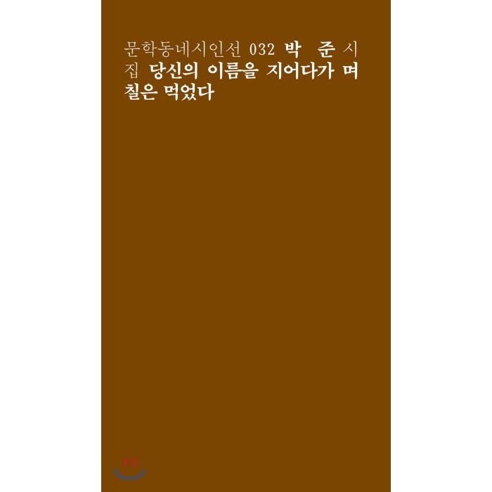 당신의 이름을 지어다가 며칠은 먹었다:박준 시집, 문학동네