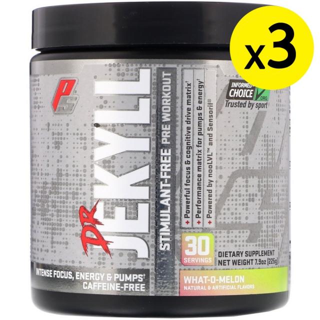 [미국직구]ProSupps Dr Jekyll 각성제 무함유 운동 전 보충제 왓어 멜론 225g(7.9oz) 3개, 상세설명참조