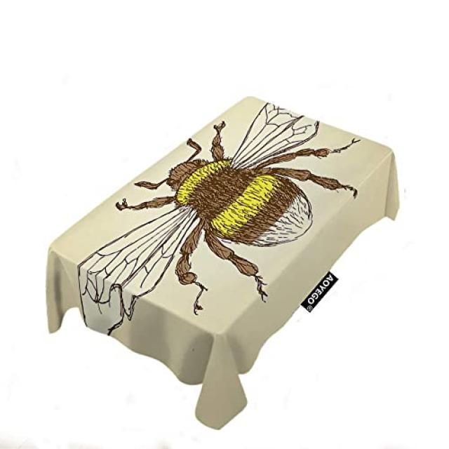 Aoyego Bumble Bee Tablecloths 스케치 곤충 아름다운 화제의 꽃가루 날개의 고립 된 야생 동물의 테이블 크로스 (6090 Inch Multi-t186), 60*90 Inch, Multi-t186, 60*90 Inch, Multi-t186