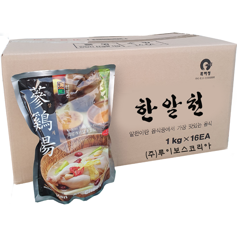 한알천 삼계탕 레토르트 1kg 16개 1박스 업소용 식당용