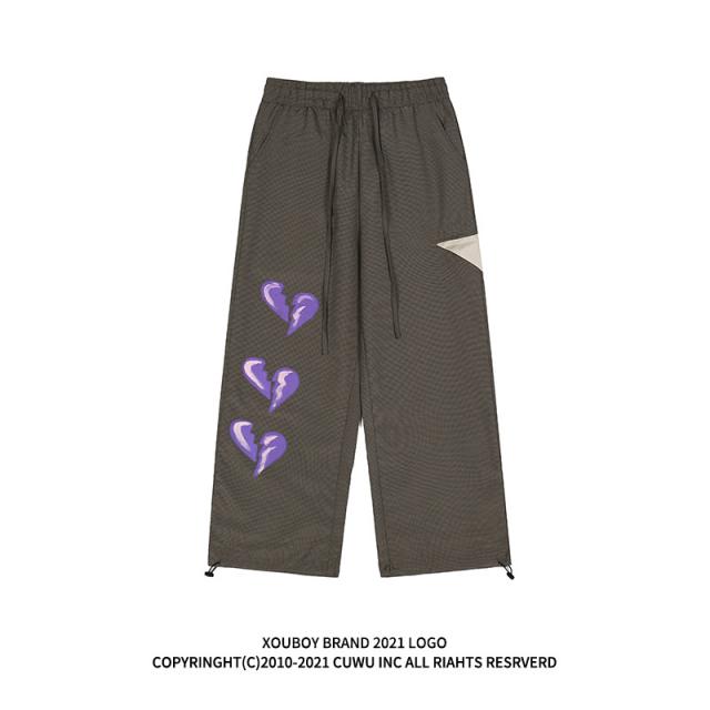 플라워 프린트 팬츠 CUWU 마음이 찢어지다 프린팅 캐주얼바지 트렌드 스키니 아메카지스타일 HIPHOP 2489125268