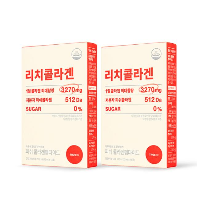 트루알엑스 리치 콜라겐 2박스 (4주분) 식약처 기능성 인정 최대 함량 3 270mg