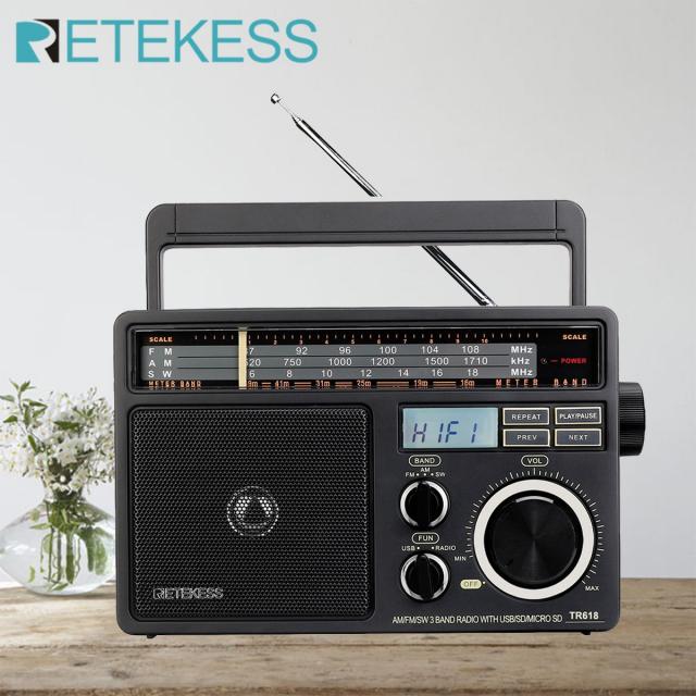 Retekess TR618 AM FM SW 디지털 MP3 플레이어와 휴대용 아날로그 라디오 큰 볼륨 큰 스피커 가정과 노인을위한 이상적인, TR618