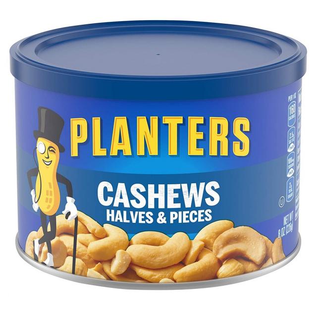 Planters Cashew Halves & Pieces 8 oz Canister 플랜터스 반쪽 조각 캐슈 226g 성인스낵, 1set