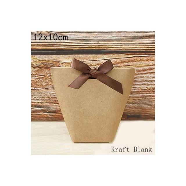 호환 5 20 50 100pcs 상류층 블랙 화이트 Bronzing Merci 사탕 상자 프랑스어 감사합니다 생일 파티 DIY 웨딩 부탁 선물 패키지, 12x10cm Blank Kraft_100pcs