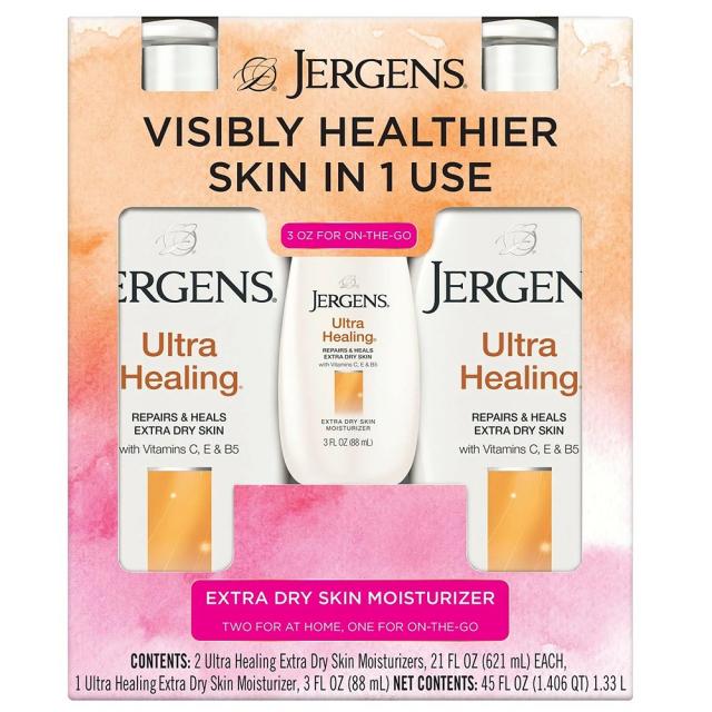 (미국직배) Jergens 저겐스 건성피부 울트라 모이스처 로션 621ml 2팩 +여행용 88ml Ultra Healing Extra Dry Skin Moisturizers