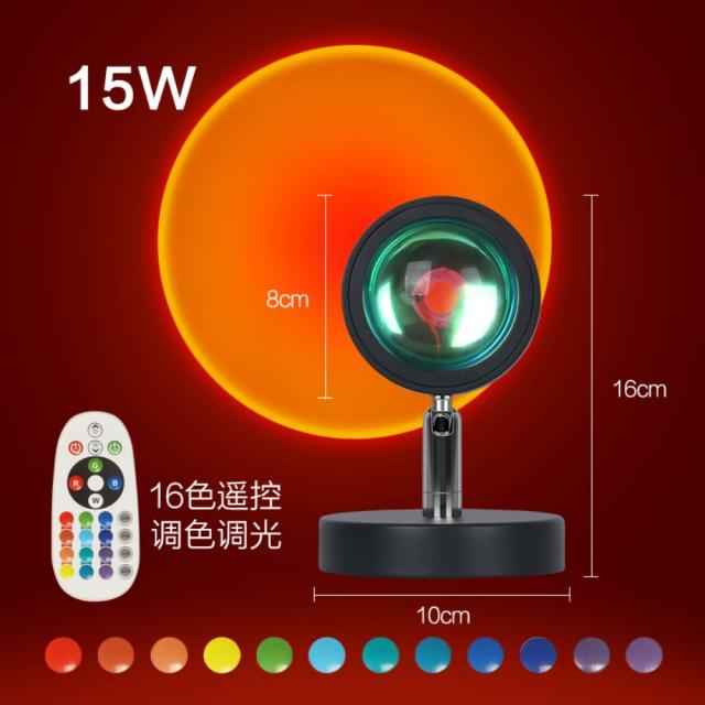 낙조등 넷 홍조 무드등 일몰등 석양등 거실 침실 예술촬영 하루도 빼놓지 않고 스탠드, 16CM-선셋-15W(16색+리모컨)
