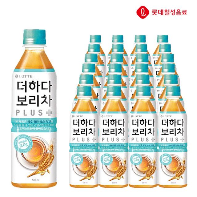 롯데 더하다 보리차 플러스 500ml X 24개 액상차 펫음료 식이섬유음료, 24개, 500ml