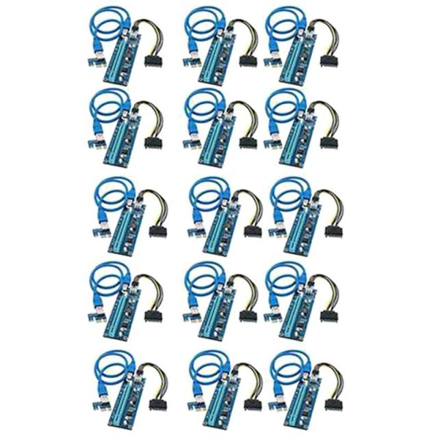 Retemporel 15 Pcs PCI-E 표현하다 1X 에 16X 익스텐더 라이저 카드(SATA 전원 USB 케이블 포함) 비트코인 광업용 그래픽용, PCI 라이저