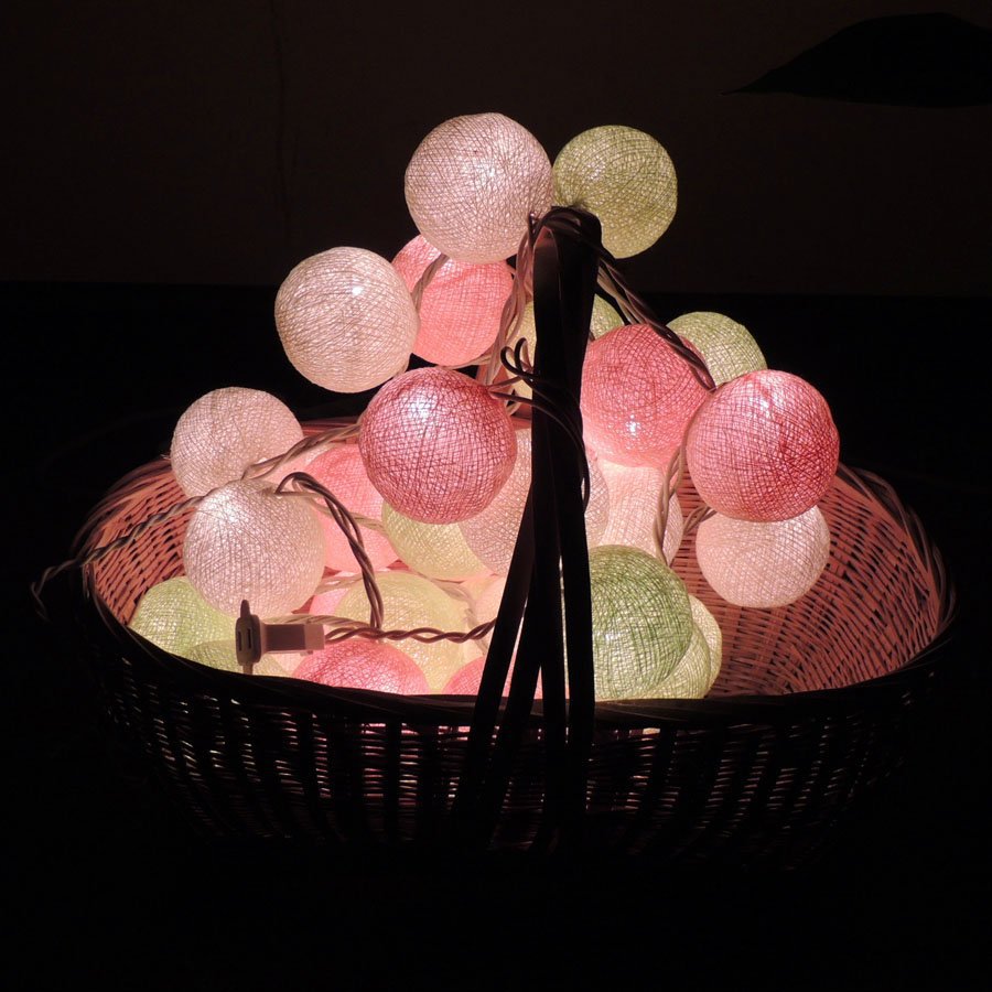 문자열 라인 휴일 조명과 크리스마스 크리스마스 파티 웨딩 장식에 대 한 수 제 오렌지 화이트 톤 코 튼 공, 단일