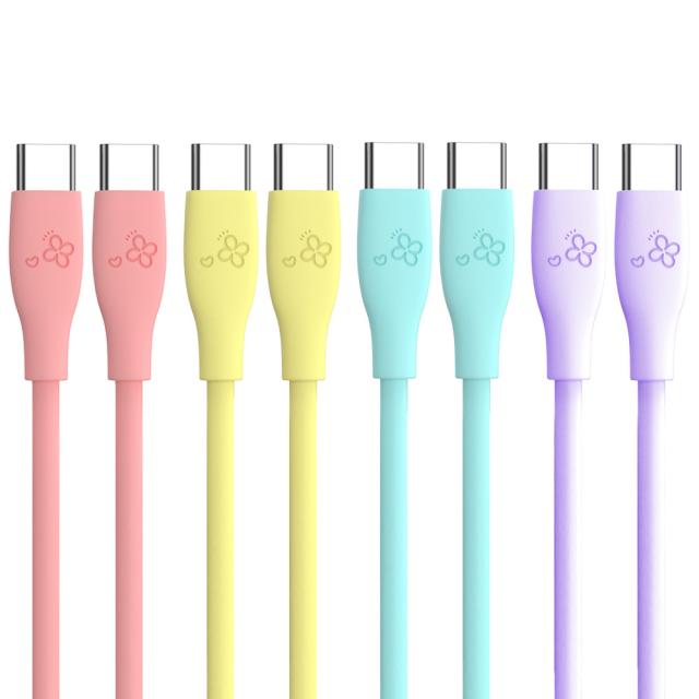 아이엔조이 60W 마카롱 PD C to C타입 고속 충전 케이블 혼합색 4개입, 2m, 혼합색
