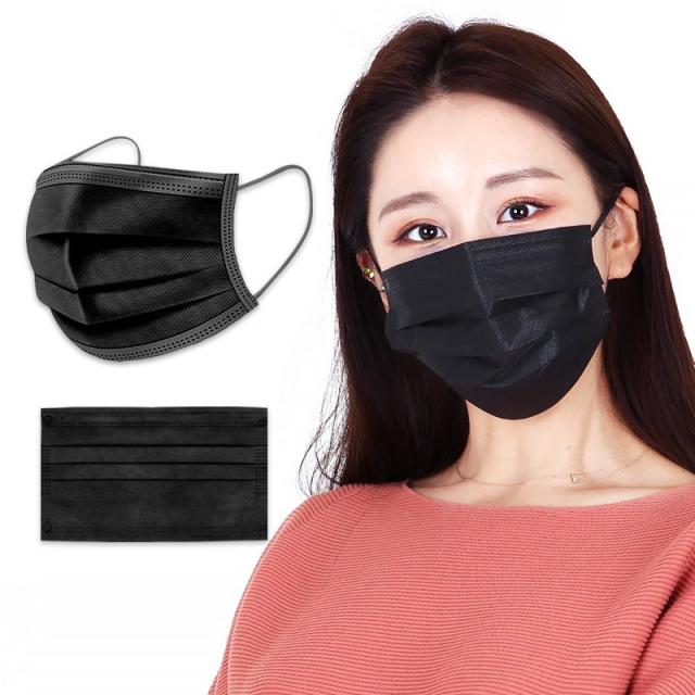 케이에스몰 국내배송 3중필터 일회용 마스크(블랙), 50매