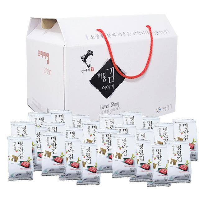 맛있는 밥도둑 녹차 명란김 36봉 설날 명절 선물세트, 하동 녹차 명란 맛김 36봉 선물세트