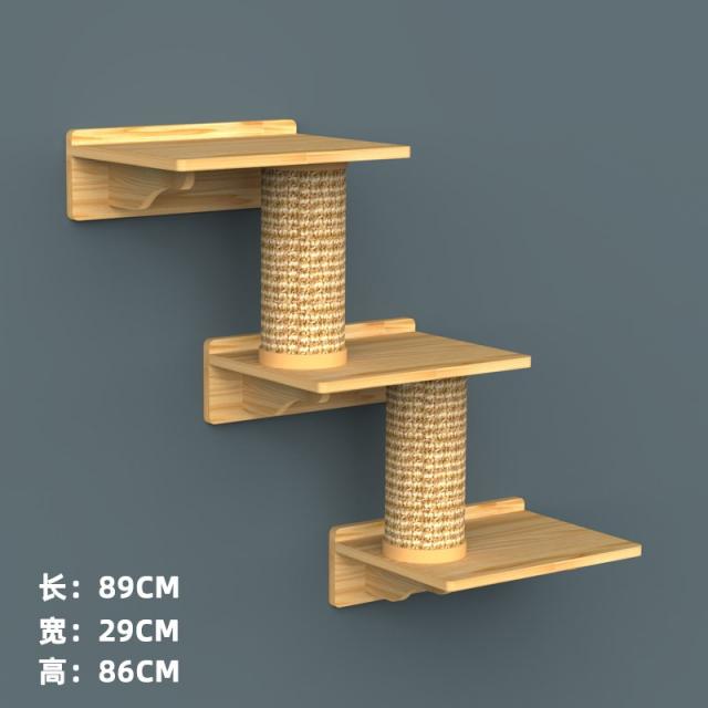 DIY 원목 벽걸이 벽 캣타워 고양이 구름다리 캣워커 선반, 세 단계개
