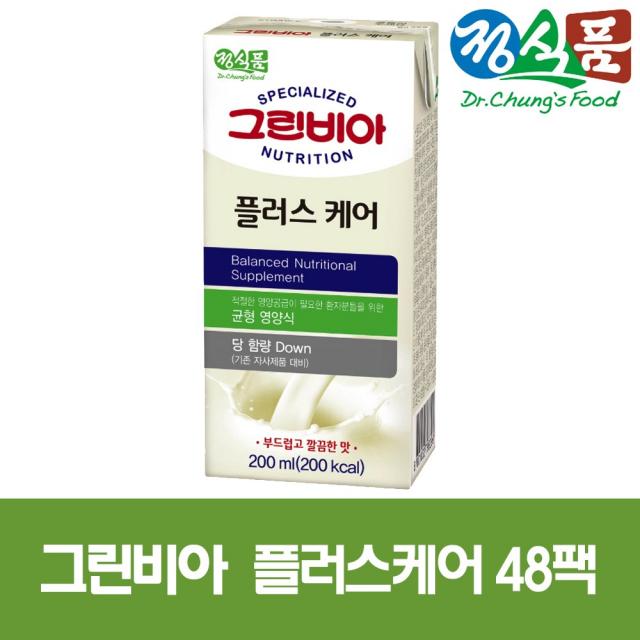 [정식품]그린비아 플러스케어 일반식 200ml X 48팩 종이팩 경장영양