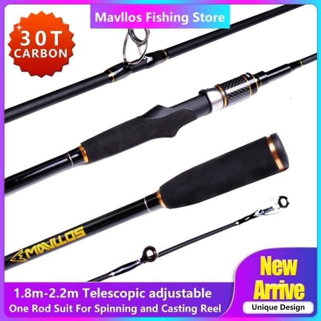 Mavllos rapid 2.2m 조정 가능한 텔레스코픽 낚싯대 캐스팅 스피닝 유니버설 l.w. 5-21g 30 t 탄소 방적 낚싯대