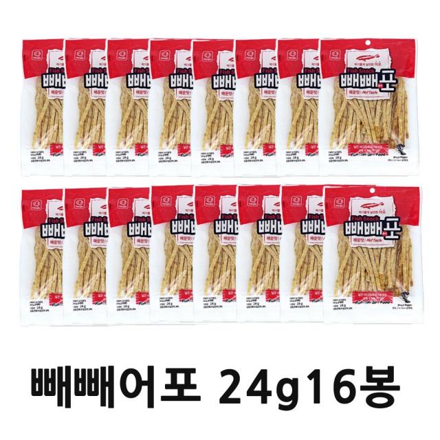 한진식품 빼빼어포 24gX16봉 대용량 어포간식, 16봉, 384g