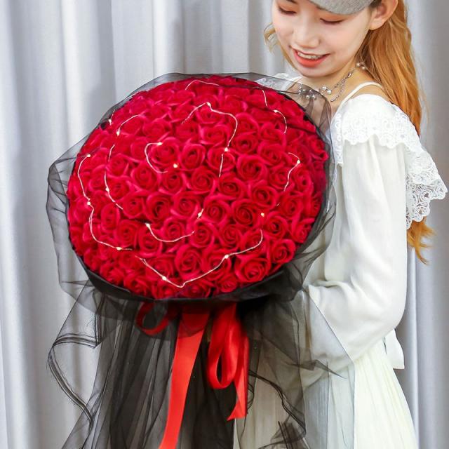 조화 조화 플라워 향의 무리 비누 g땅콩 생일선물 여자친구 마누라 발렌타인데이선물 모방, T09-99레드 색블랙 면