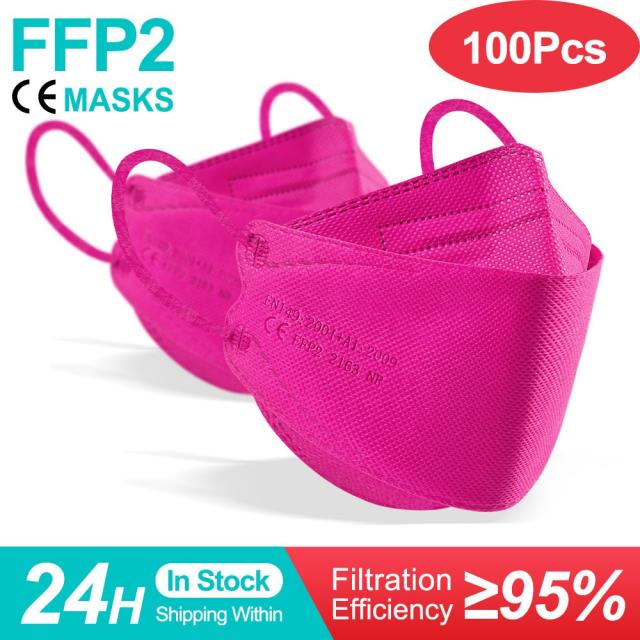 컬러 피쉬 마스카라 FFP2 KN95 마스크 한국 인증 마스카라 fpp2 동질가 호흡기 ffp2mask ce 재사용 가능한 마스크 마스크, rose red 100pcs_15