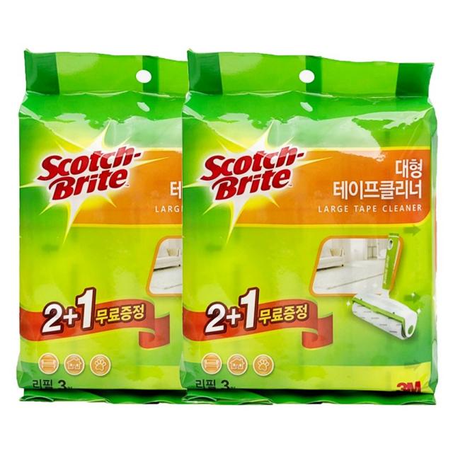 3M 스카치브라이트 대형 테이프클리너 리필(2+1입), 2세트