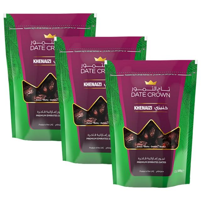 DATECROWN KHENAIZI 대추야자 데이트크라운 케네지 500G UAE, 3개