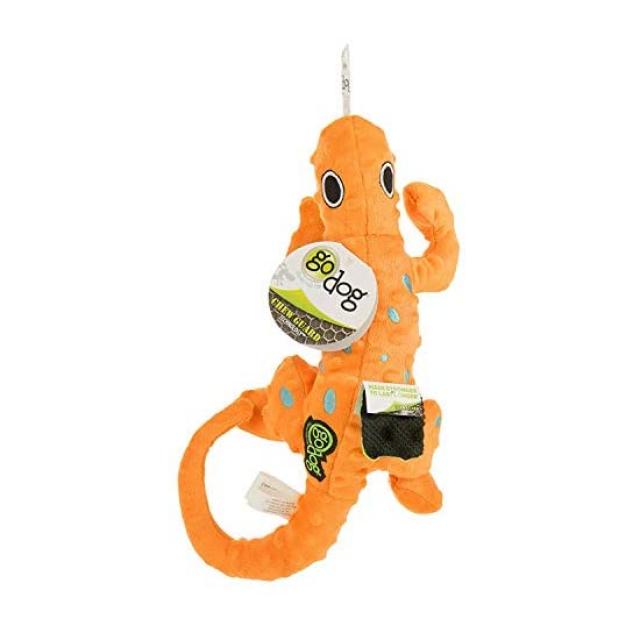 Godog 고독 반려견 장난감 미국 직배 Amphibianz Salamander With Chew Guard Technology Bubble Plush Squeaker Dog Toy Medium Orange 1개