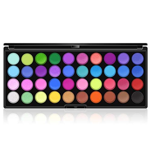 40 Colors Pro Matte Eyeshadow Palette Everfavor Highly Pigmented Bright Eye Shadow Palettes Colorful Waterproof Eyeshadow Makeup Palette #02, Color = Bright01