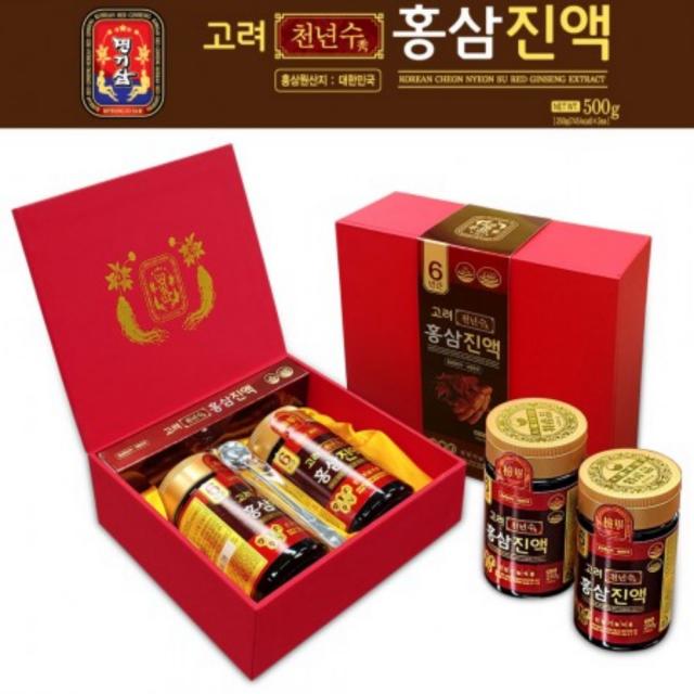 [명기삼] 고려천년수홍삼진액2병 6년근홍삼 고급나무케이스, 2병, 250g