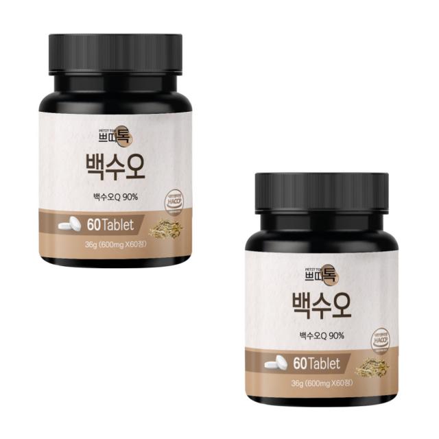 백수오 추출 분말 정 정제 알약 형태 국내산 식약처 해썹 인증 참당귀 빌베리 함유, 600mg/60정/2박스