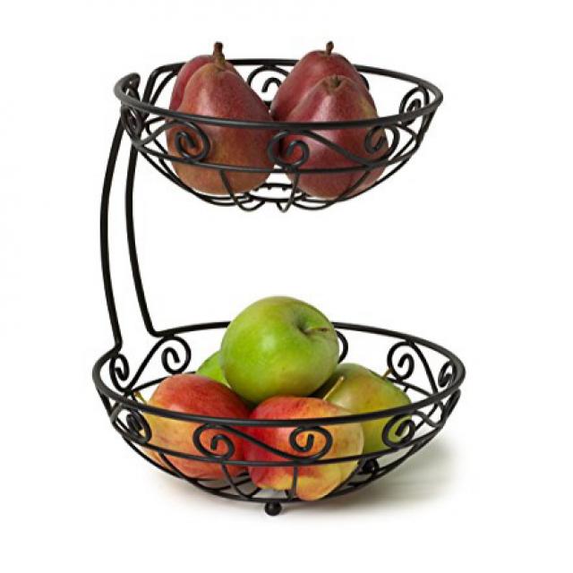 Spectrum Diversified Scroll Fruit Stand Tiered Server Fruit Baskets 2 Tier Black 스펙트럼 다각화 된 스크롤, 1