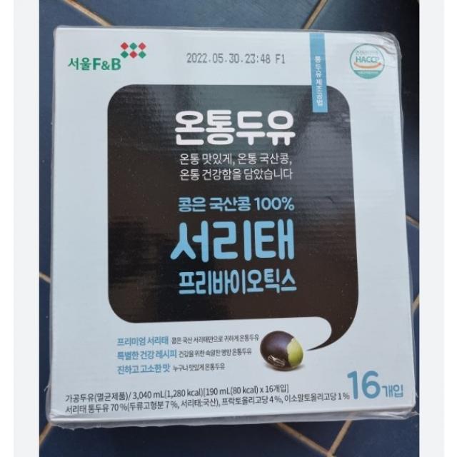  서울f&b 온통두유 국산콩 서리태 프리바이오틱스 190ml X 16개입 1개 기타두유