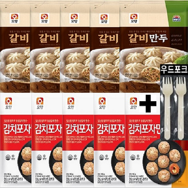 사조 육즙가득 갈비만두 5봉+김치포자만두 5봉, 180g, 10개