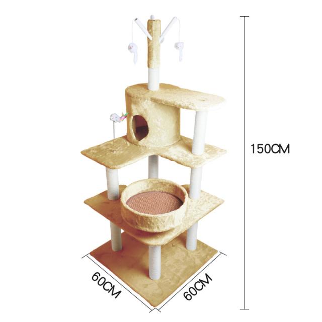 캣타워 고양이집 원목 일체 소형 오버사이즈 대형 엎드리다 가설하다 사계절 통용 여름 고양이스크래쳐 4216777019, 타입 식 2 높이다 후리스 플리스 베