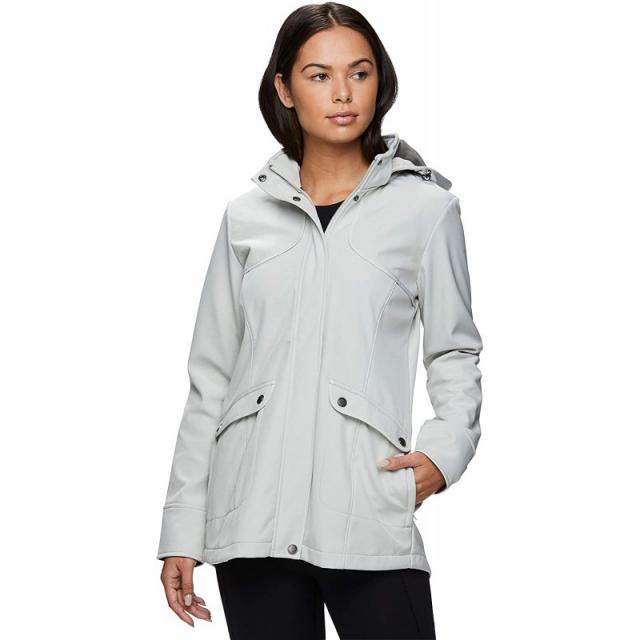 아발란치 여성 미들급 미드 길이 Zip 프론트 소프트 쉘 소프트 플리스 라인업 재킷 후드 및 포켓 라이트 그레이 M