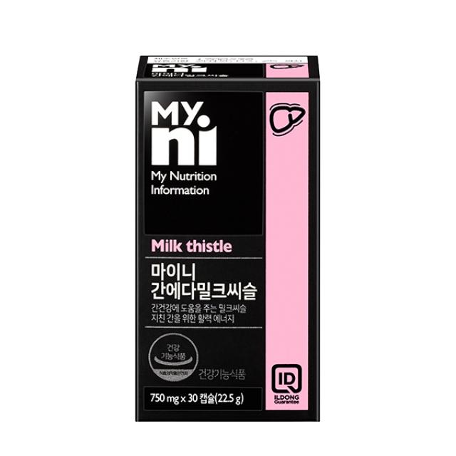 일동 마이니 간에다 밀크씨슬 실리마린 1300mg 추출물 보라색 엉겅퀴 오미자 레드비트 울금 헛개 식약처 기능성인정 간영양제 간보조제 회사원 직장인 야근 회식, 1병, 30캡슐