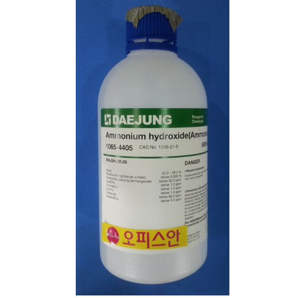 오피스안 수산화암모늄 암모니아수 (D.J) Ammonium hydroxide 25~28% [EP]-500ml 개인판매금지 시약