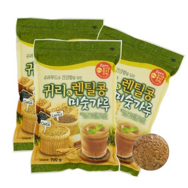 송림식품 귀리 렌틸콩 검은콩 미숫가루 700g x3봉 식이섬유 곡물 선식 아침 한끼 온가족 균형잡힌 식사대용 영양간식 맛있는 쉐이크 무설탕 무첨가물 무방부제 현미 보리 멸치 죽 주먹밥 백화점납품 영양파괴를최소화, 3봉