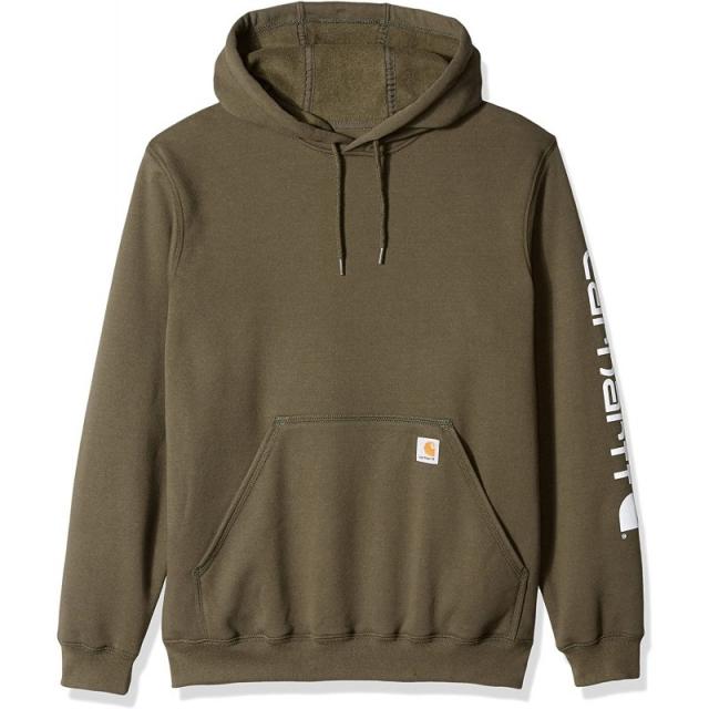 카하트 남성 미들급 시그니처 슬리브 로고 후드 스웨트 셔츠 K288 모스 아마존 남성복 매장에서 X-Large