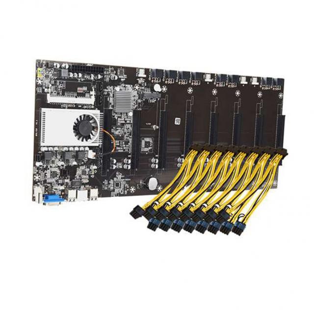 8기가바이트 DDR3 인 1600MHz RAM 1037U 128기가바이트 MSATA SSD 전원 케이블과 라이저 광업 마더 보드 8 GPU 비트 코인 채광 세트와, 보여진 바와 같이, 하나