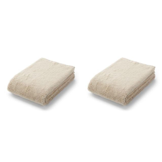 무인양품 MUJI 면 파일 그 다음이 있는 스몰 바스 타월 - 기본타입 2개 JJAA8A2S, 베이지