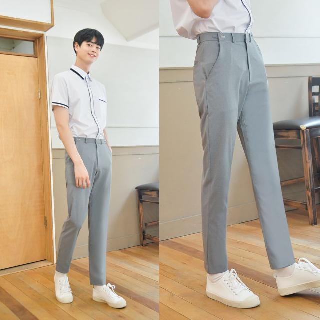 (하복)(허리조절) 스판 연그레이 교복바지 남자