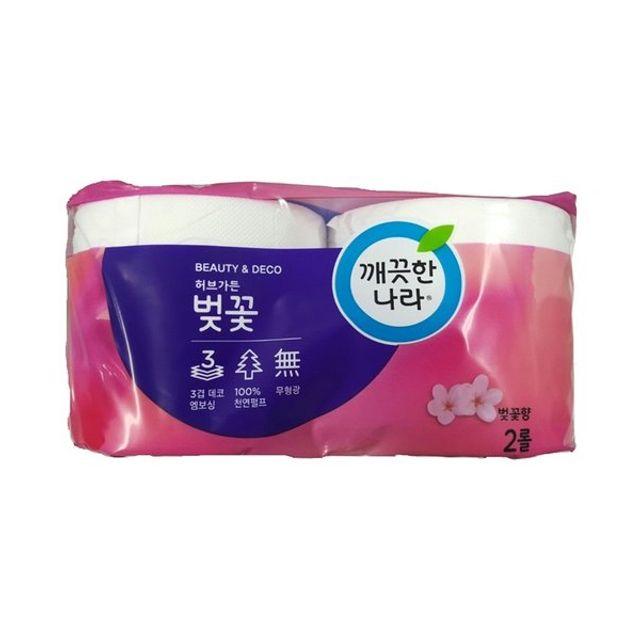 허브가든 각티슈 벚꽃 휴지 35m×2롤 티슈 깨끗한나라 두루마리휴지 화장지, 1