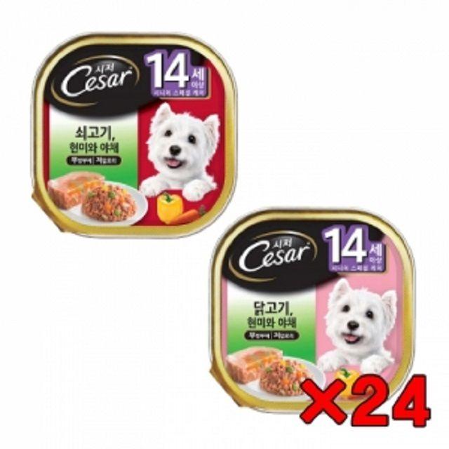 24개1박스 시저캔 시니어 14세이상 노령견 강아지캔, 쿠팡상품등록 쇠고기앤현미와야채