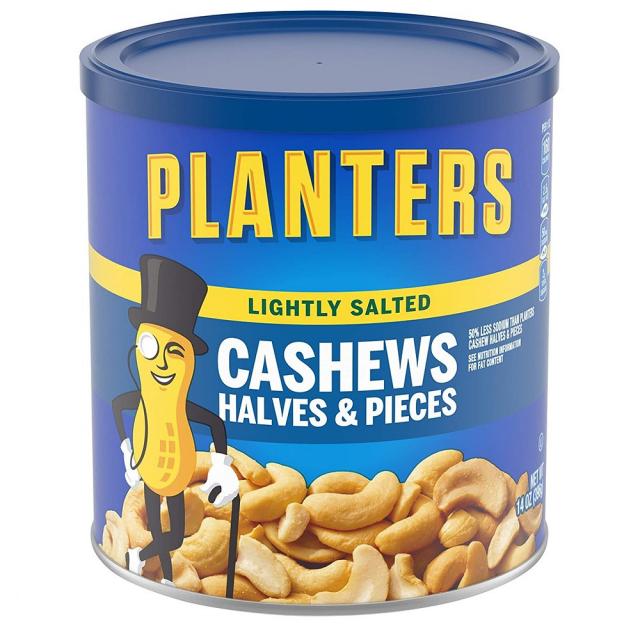 Planters Cashew Halves & Pieces 14 oz Canister (Pack of 3) 플랜터스 반쪽 조각 소금친 캐슈 396g 3팩, 1set